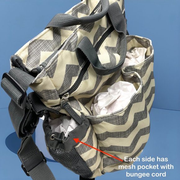 SKIP HOP Gray Chevron Diaper‎ Messenger Duo Signature Bag Tote Stroller Shoulder - Picture 9 of 11